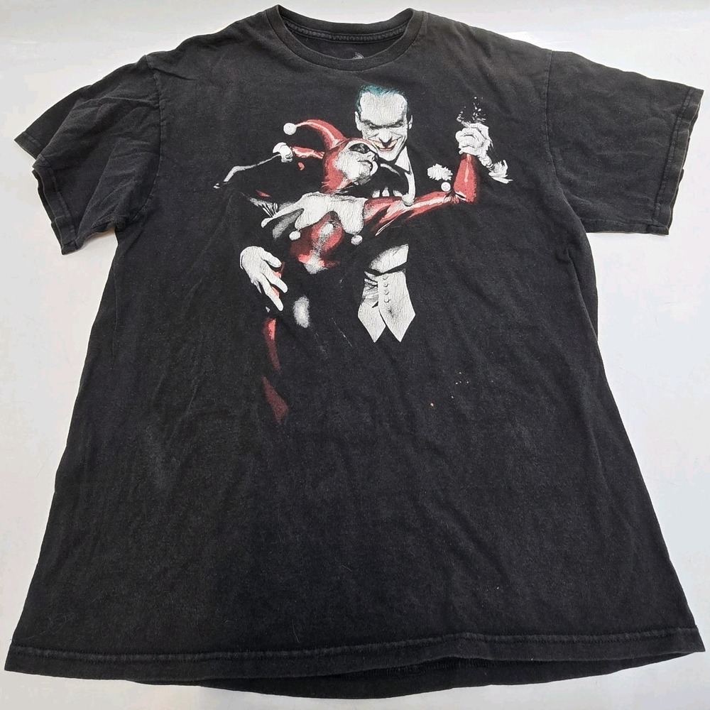 Vintage Harley Quinn Joker Last Dance DC Tee Shirt 1999 Black L Y2K Comic Movie